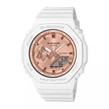 CASIO GMA-S2100MD-7AE Moteriškas analoginis-skaitmeninis kvarcinis laikrodis, 46,2 mm, balta dervos juosta