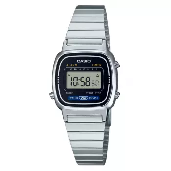 CASIO LA-670WD-1DF Moteriškas Skaitmeninis Laikrodis Sidabrinis Nerūdijantis Plienas 24mm