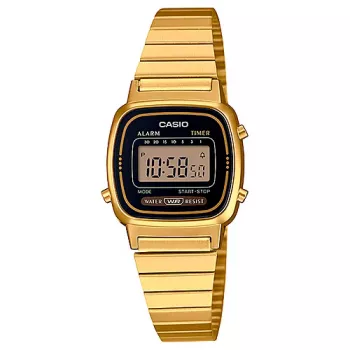 CASIO LA-670WGA-1DF Moteriškas Skaitmeninis Laikrodis Auksinės Spalvos Derva/Nerūdijantis Plienas