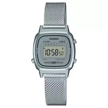 CASIO LA670WEM-7DF Moteriškas skaitmeninis sidabrinis laikrodis 30,3 mm