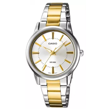 CASIO LTP-1303SG-7AVDF Moteriškas analoginis kvarcinis laikrodis su nerūdijančio plieno juosta ir datos rodymu