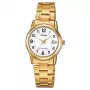 CASIO LTP-V002G-7B Moteriškas analoginis kvarcinis laikrodis, 25 mm auksinio atspalvio nerūdijančio plieno korpusas, sidabrinis ciferblatas