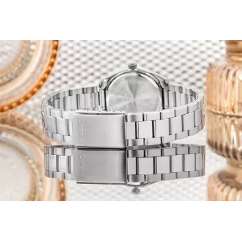 CASIO LTP1302PD7A1V Unisex Analoginis Kvarcinis Laikrodis, Sidabrinis Nerūdijantis Plienas, 34,5 x 30,2 x 8,7 mm