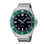 Casio MDV-107D-3AVEF Vyriškas analoginis kvarcinis laikrodis su žaliu ciferblatu ir nerūdijančio plieno apyranke, 200 m atsparumas vandeniui
