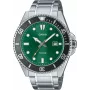 CASIO MDV107D3A2VDF Vyriškas analoginis kvarcinis laikrodis, 42mm nerūdijantis plienas, žalias ciferblatas, atsparus vandeniui iki 200 m