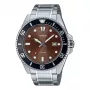 CASIO MDV107D5AVDF Vyriškas analoginis kvarcinis laikrodis, 42 mm, rudas ciferblatas, sidabrinė nerūdijančio plieno juosta