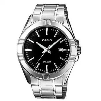 CASIO Vyriškas analoginis laikrodis MTP-1308D-1A Nerūdijančio plieno apyrankė 43,8 mm Juodas ciferblatas