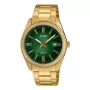 Casio vyriškas MTP-1302PGC-3AVEF analoginis kvarcinis laikrodis, auksinės spalvos nerūdijančio plieno apyrankė su žaliu ciferblatu