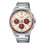 Casio vyriškas MTP1374D5A2VD analoginis nerūdijančio plieno laikrodis su rudu ciferblatu ir datos/dienos rodymu