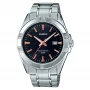 CASIO MTP-1308D-1A2 Vyriškas analoginis kvarcinis laikrodis, 48,9 mm, juodas ciferblatas, sidabrinė nerūdijančio plieno juosta