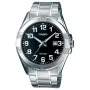 CASIO MTP-1308D-1B Vyriškas analoginis kvarcinis laikrodis, nerūdijantis plienas, 43,5 mm, juodas ciferblatas, datos rodymas
