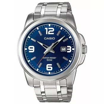 Casio MTP-1314D-2AVEF Vyriškas analoginis kvarcinis laikrodis, mėlynas ciferblatas, nerūdijančio plieno juosta, 50 m atsparumas vandeniui