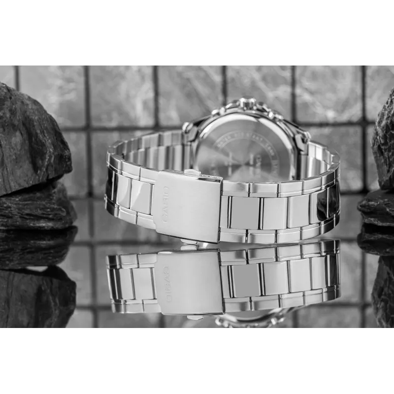 Casio MTP-1374D-1AV Vyriškas analoginis kvarcinis laikrodis iš nerūdijančio plieno 43,5 mm