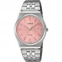 Casio MTP-B145D-4AVEF vyriškas analoginis kvarcinis laikrodis su nerūdijančio plieno juosta, lašišos rožinės spalvos ciferblatu, sidabriniu korpusu, 50 m atsparumu vandeniui