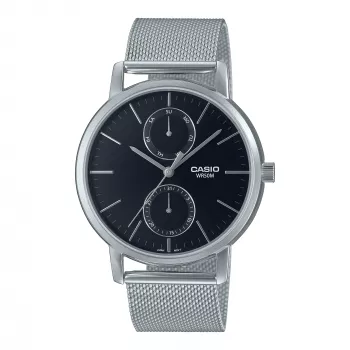CASIO MTP-B310M-1AVEF Unisex Analoginis Kvarcinis Laikrodis, Nerūdijančio Plieno Tinklinė Apyrankė, 50m Atsparus Vandeniui