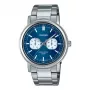 CASIO MTP-E335D-2E1VD Vyrų analoginis kvarcinis laikrodis, mėlynas ciferblatas, nerūdijančio plieno apyrankė, 47,6 mm