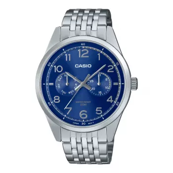 CASIO MTP-E340D-2AVDF Vyriškas analoginis kvarcinis laikrodis 42mm Nerūdijantis plienas Mėlynas ciferblatas Data