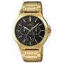 CASIO MTP-V300G-1AUDF Vyrų analoginis kvarcinis laikrodis, 47mm, auksinės spalvos jonais padengtas nerūdijančio plieno korpusas, juodas ciferblatas, diena-data