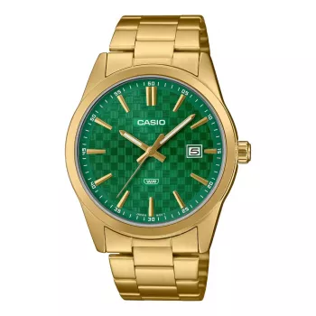 CASIO MTP-VD03G-3AUDF Vyriškas analoginis kvarcinis laikrodis 48mm Žalias ciferblatas Nerūdijantis plienas