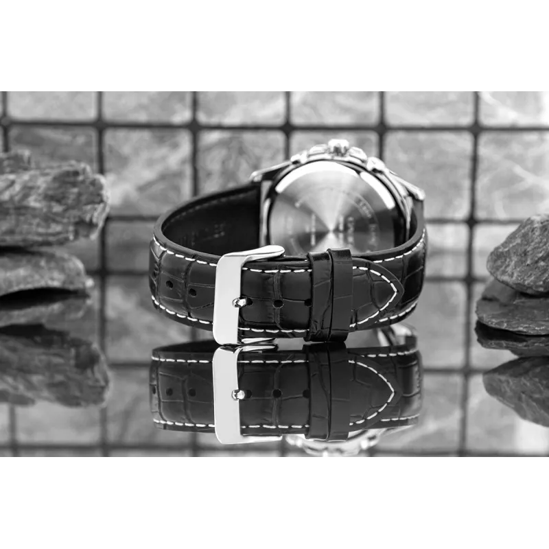 CASIO MTP1375L1AVDF vyriškas analoginis kvarcinis laikrodis su odiniu dirželiu, juodas ciferblatas, 42 mm