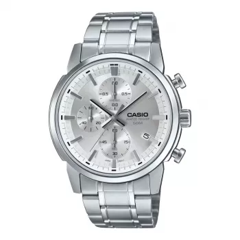 CASIO MTPE510D7AVDF Vyriškas analoginis kvarcinis laikrodis 42mm Nerūdijantis plienas Sidabrinis ciferblatas