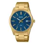 CASIO MTPVD03G2AUDF Vyriškas analoginis kvarcinis laikrodis, 45mm nerūdijančio plieno korpusas, mėlynas ciferblatas, auksinė apyrankė, 50m atsparumas vandeniui