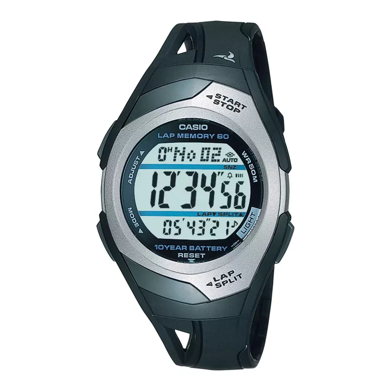 CASIO STR-300C-1VEF Unisex Skaitmeninis Laikrodis 35,2mm Derva Juoda