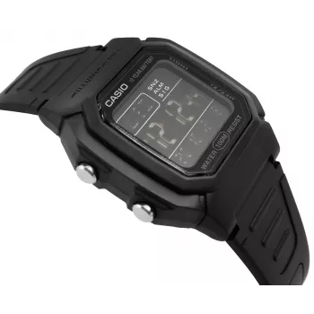 Casio W-800H-1BVES vyriškas skaitmeninis laikrodis - 100m atsparus vandeniui, kvarcinis mechanizmas