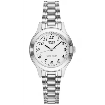 CASIO Moteriškas analoginis kvarcinis laikrodis LTP-1128A-7B 33mm sidabrinis ciferblatas, nerūdijantis plienas