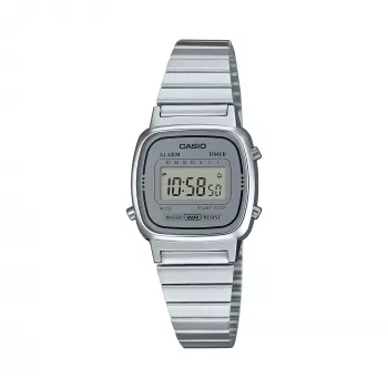 Casio Moteriškas LA670WA-7 Skaitmeninis Laikrodis – 30mm Sidabrinis Nerūdijantis Plienas