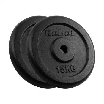 Ketaus svorių rinkinys 2x15kg, anga 31mm, klasikinis diskas, REBEL ACTIVE