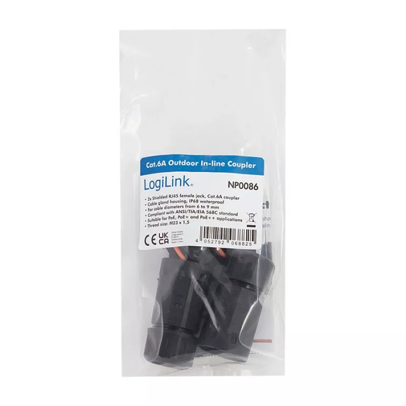 CAT6a lauko mova IP68 RJ45 moteriška į moterišką ekranuota Ethernet jungtis