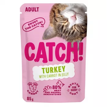 CATCH Turkija ir morka želė šlapias kačių maistas, 85g maišelis