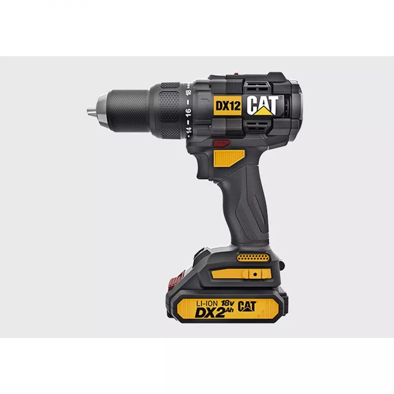 CATERPILLAR DX12 18V Šepetinis belaidis gręžtuvas-suktuvas komplektas 2x2,0 Ah Li-ion