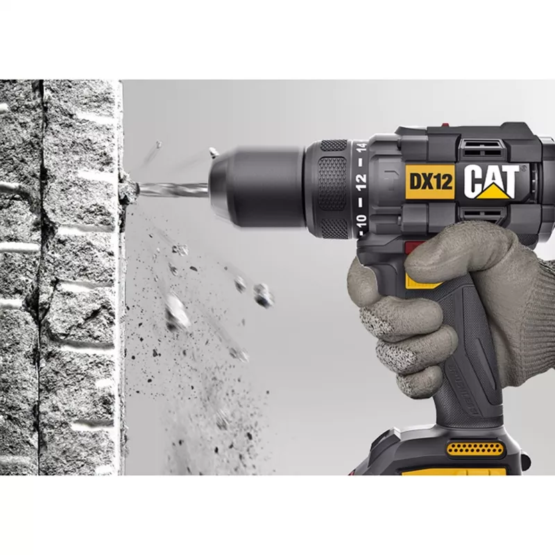 CATERPILLAR DX12 18V Šepetinis belaidis gręžtuvas-suktuvas komplektas 2x2,0 Ah Li-ion