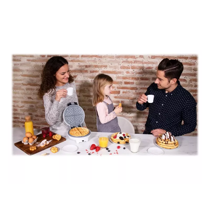 Cecotec Fun Gofrestone 3in1 Waffle Maker | 700 W | 3 Interchangeable Plates for Waffles, Muffins, Donuts | Non-Stick Gofrestone Coating | White
