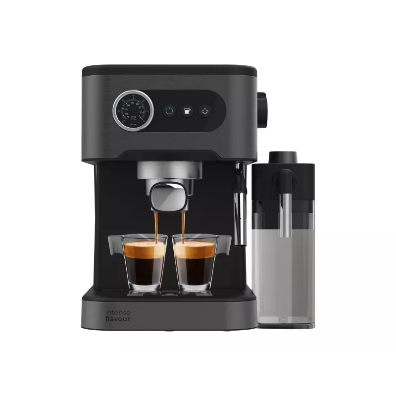 Cecotec Power Espresso 20 Pro Latte kavos aparatas, 20 barų siurblio slėgis, įmontuotas pieno putotuvas, pusiau automatinis, juodas, 1350 W