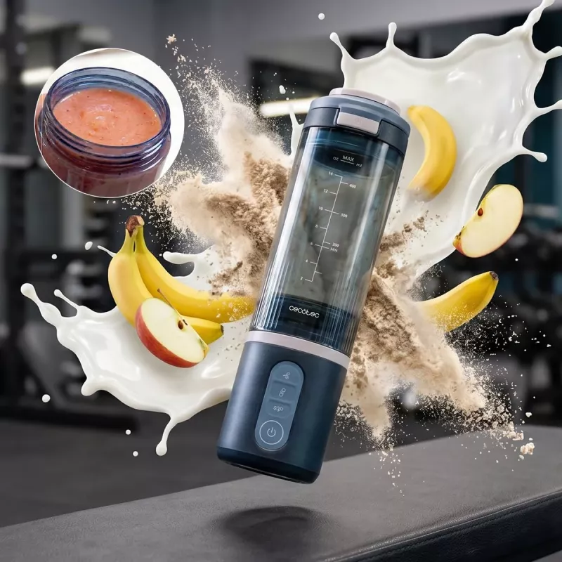 Cecotec Power Titanium Shake2Go nešiojamasis trintuvas, 180 W, indas be BPA, 0,6 L, Lagoon