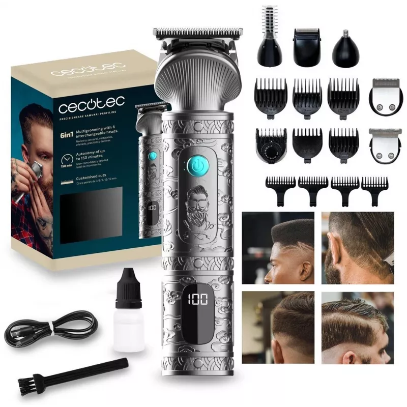 Cecotec PrecisionCare Samurai Profiling Hair and Beard Trimmer, Black