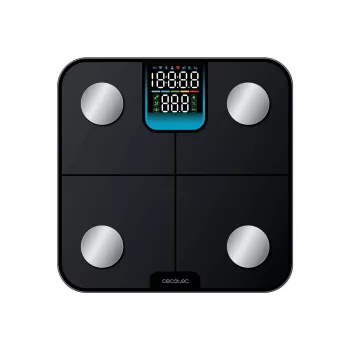 Cecotec Surface Precision HealthySmart svarstyklės vonios kambariui su KMI ir kūno sudėties analize, 180 kg talpa, Bluetooth, juodos spalvos