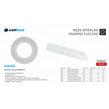 CELLFAST CF. Siurbimo ir slėgio žarna siurbliams 25mm x 20m bespalvė ENERGO-FLEX stovui