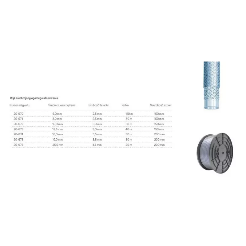 CELLFAST General Purpose Reinforced Hose 8.0x2.5mm 80m Transparent
