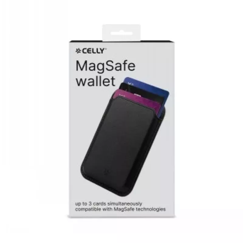 CELLY MAGWALLETBK MagSafe magnetinė piniginė su RFID apsauga, juoda