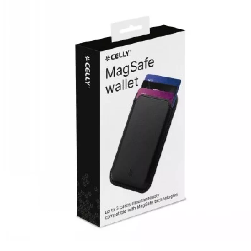 CELLY MAGWALLETBK MagSafe magnetinė piniginė su RFID apsauga, juoda