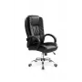 CHAIR RELAX 75x64x110-118 cm Juoda ergonomiška biuro/žaidimų kėdė su PU oda, reguliuojamu aukščiu, atlošimu iki 150°, integruotomis pagalvėlėmis galvai ir juosmeniui, 120 kg apkrova