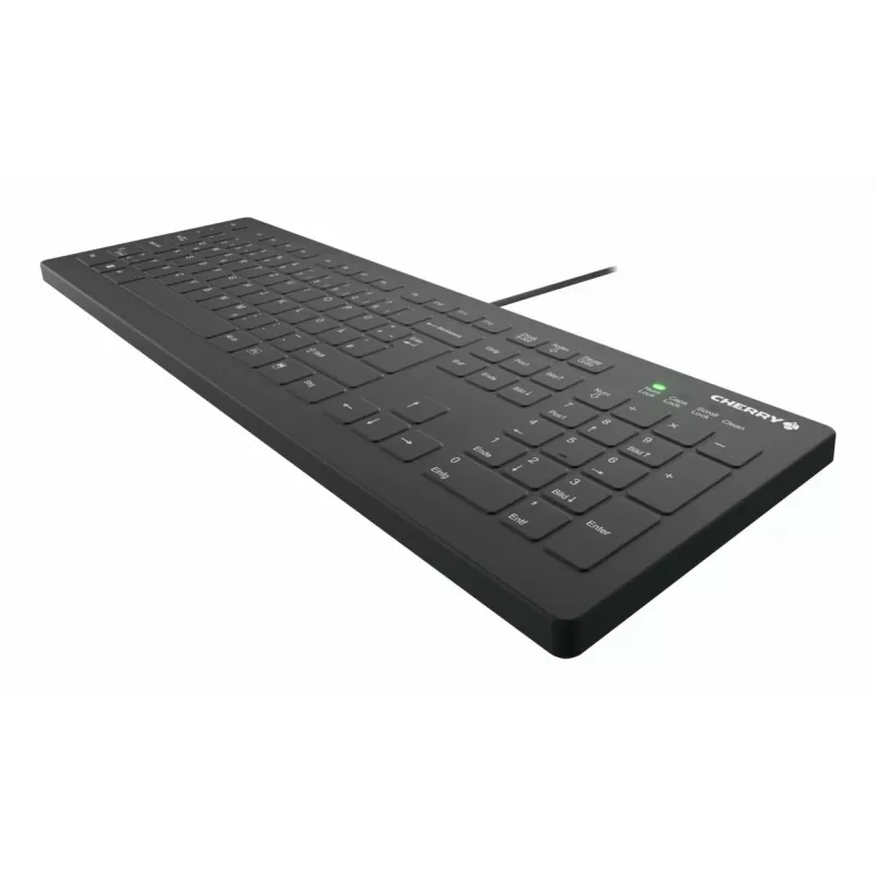 CHERRY Contour Design Active Key AK-C8112 pilno dydžio laidinė USB klaviatūra, žirklinis jungiklis, QWERTZ išdėstymas, juoda