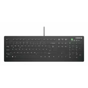 CHERRY Contour Design Active Key AK-C8112 pilno dydžio laidinė USB klaviatūra, žirklinis jungiklis, QWERTZ išdėstymas, juoda