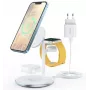 CHOETECH T585-F 3-in-1 belaidė įkrovimo stotelė, skirta iPhone, AirPods Pro, Apple Watch su adapteriu, balta