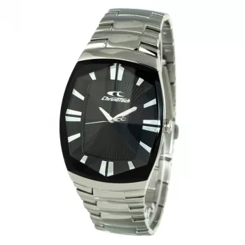 CHRONOTECH CT7065M-02M Vyriškas analoginis kvarcinis laikrodis 36mm nerūdijantis plienas juodas ciferblatas sidabrinė apyrankė