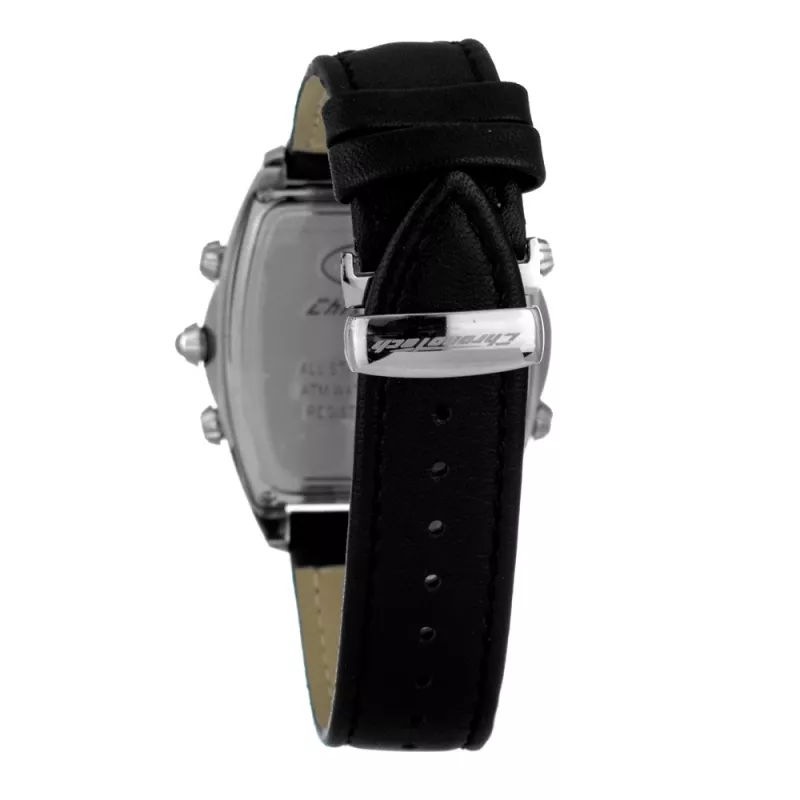 CHRONOTECH MAN CT7677M-02 Analoginis kvarcinis laikrodis 45mm juodas ciferblatas odinis dirželis
